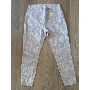 Lululemon Womens High-Rise Patterned Leggings Size 12 Light Pink & Cream Stretch